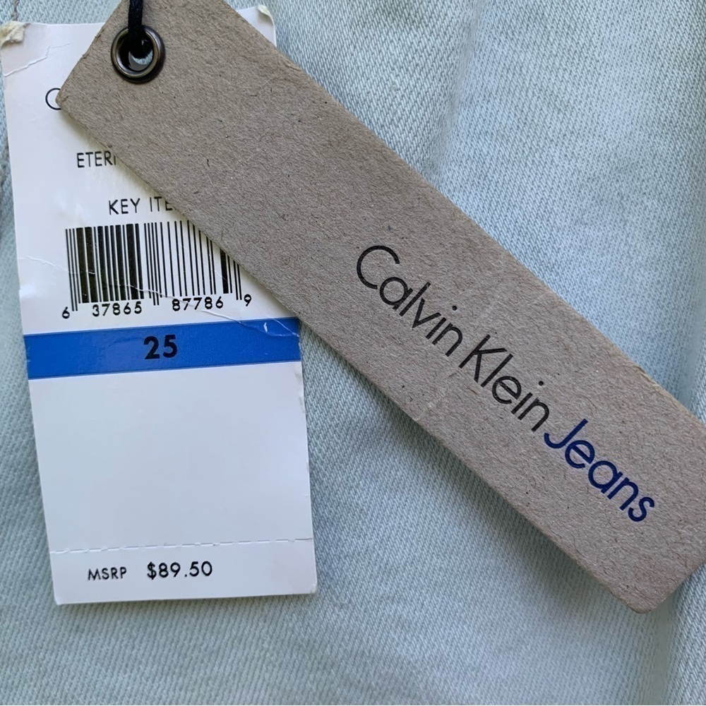 CALVIN KLEIN light blue denim skinny straight leg designer jeans - Picture 5 of 9